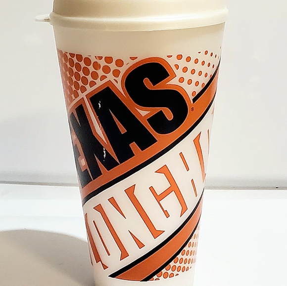 TEXAS LONGHORNS LARGE PLASTIC TUMBLER/TRAVEL MUG. THERMOSERVE. LICENSED PRODUCT - Picture 3 of 11